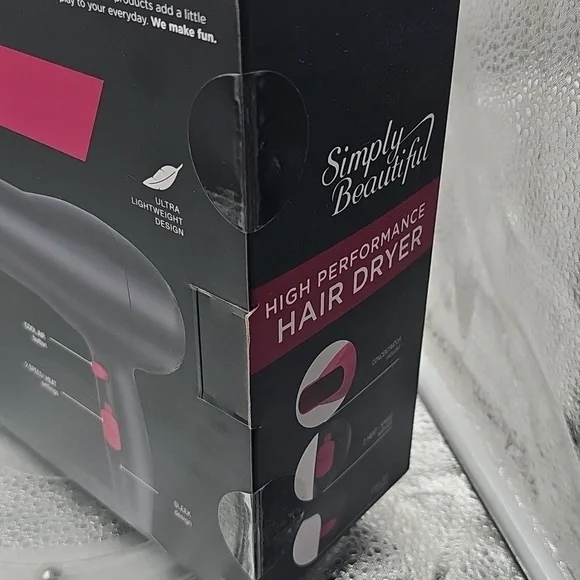 H Vivitar Simply Beautiful 1875 Watts Pink Black Ionic Tourmaline Hair Dryer NIB - Picture 6 of 7